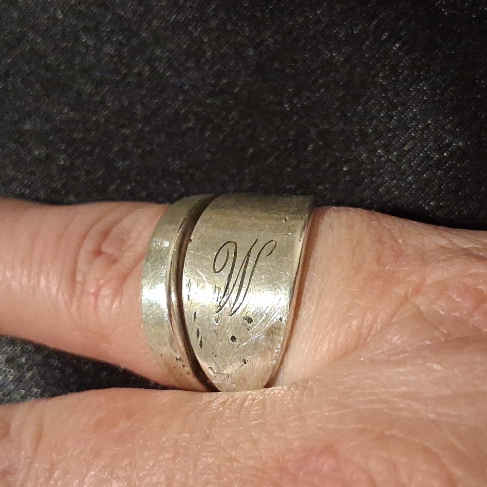 Silver Spoon Wrap Ring With Initial Engraving. - image 4